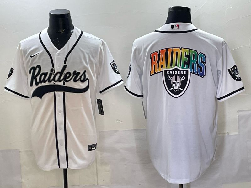 Men 2025 Nike Oakland Raiders Blank White Joint Name  Limited NFL Jersey style 046